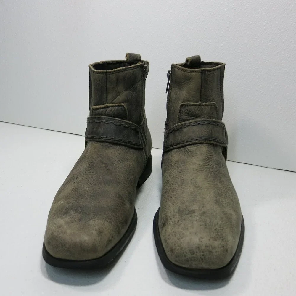 Bed Stu Nubuck Leather Harness Biker Boots Footwear Zippered Boot Shoes Men's 11